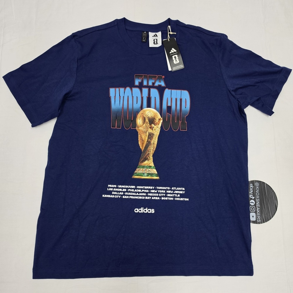 adidas Fifa World Cup 26 Tour Graphic T-Shirt Blue KH3680 Men's Size Large